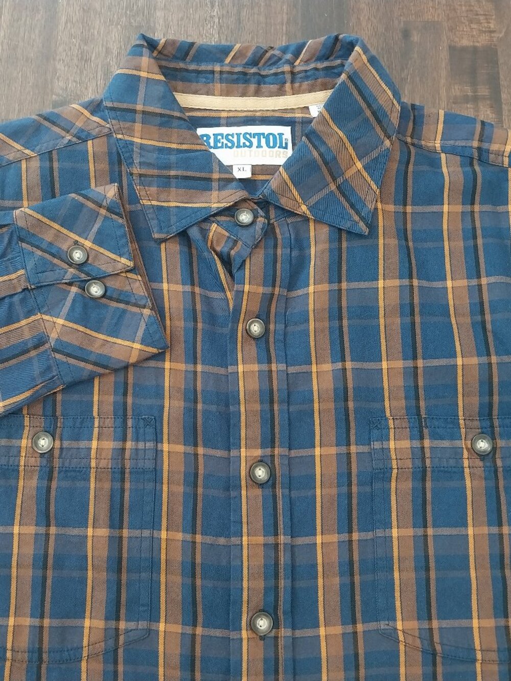 Resistol Outdoors Button Up Shirt Mens XL Blue Plaid Cowboy Western Long Sleeve.